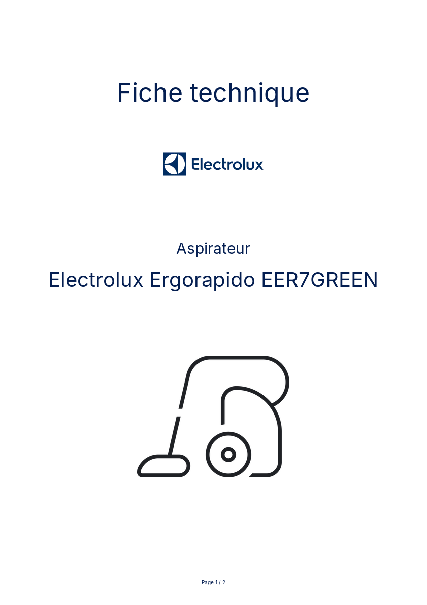 Image de la première page du manuel de l'appareil Ergorapido EER7GREEN