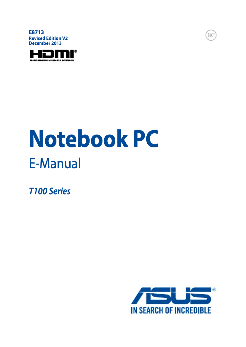 Page n°1 - Manuel utilisateur Asus H100TA-DK031H notebook