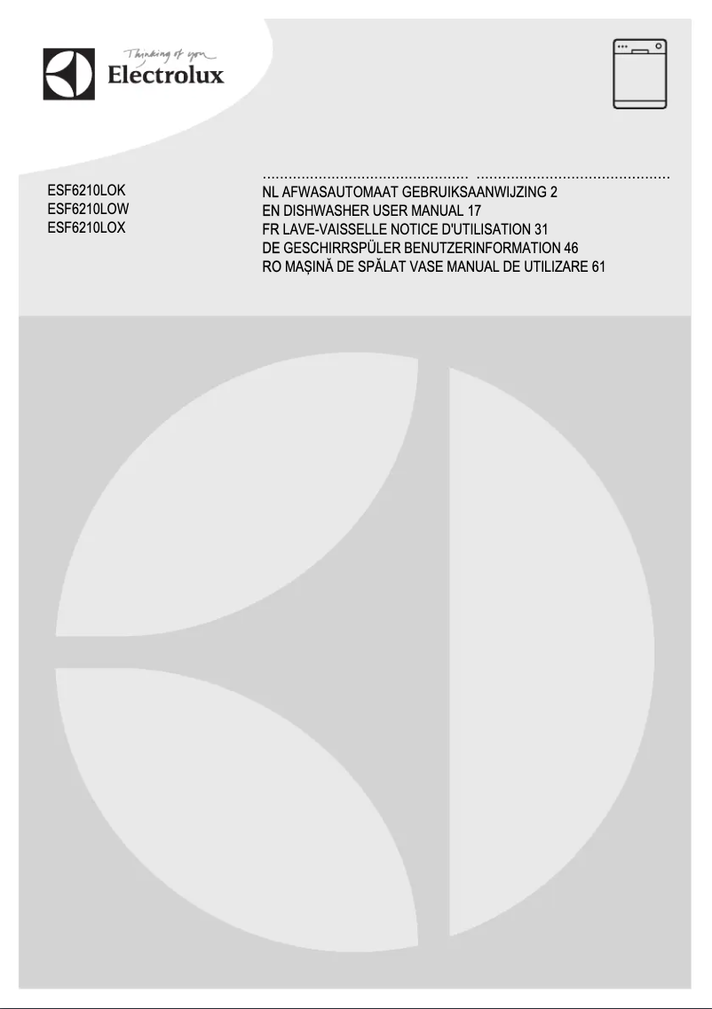 Page n°1 - Manuel utilisateur Electrolux ESF6210LOW