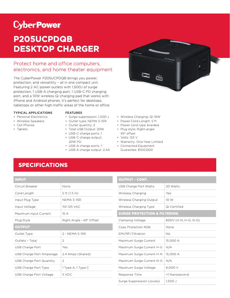 Page 1 de la notice Manuel utilisateur CyberPower P205UCPDQB