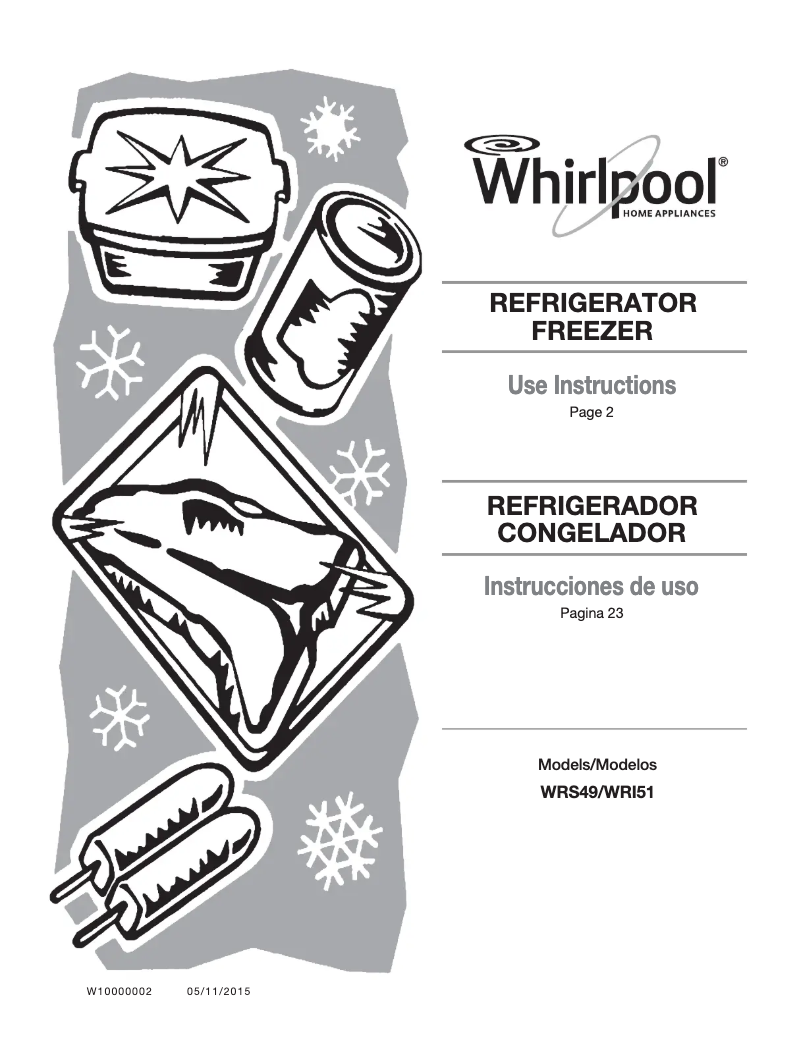 Page 1 de la notice Manuel utilisateur Whirlpool WRS49AKT