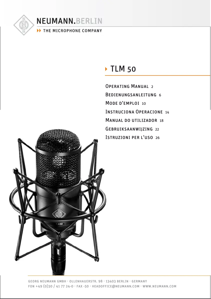 Page 1 de la notice Manuel utilisateur Neumann TLM 50