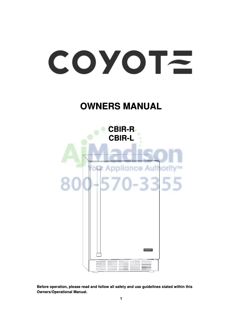 Page 1 de la notice Manuel d'utilisation et d'entretien Coyote CBIR-L