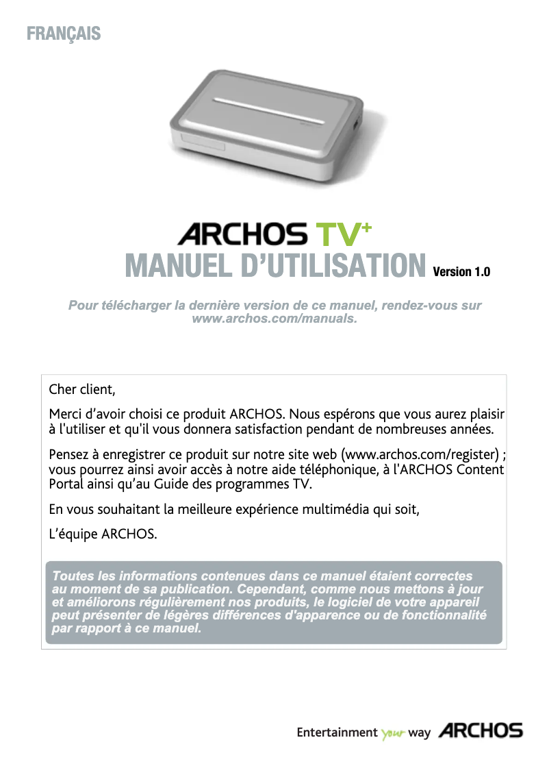Image de la première page du manuel de l'appareil TV+