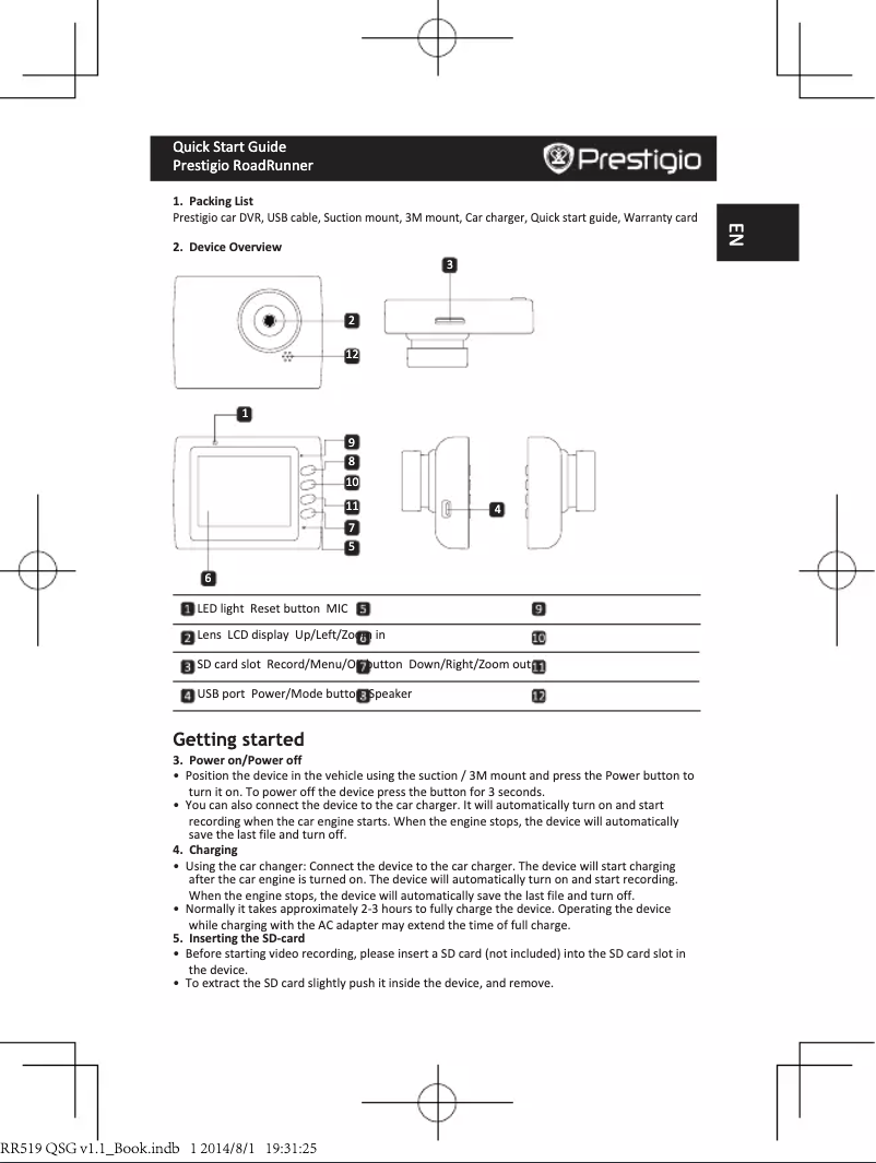 Page n°1 - Manuel utilisateur Prestigio Roadrunner 519