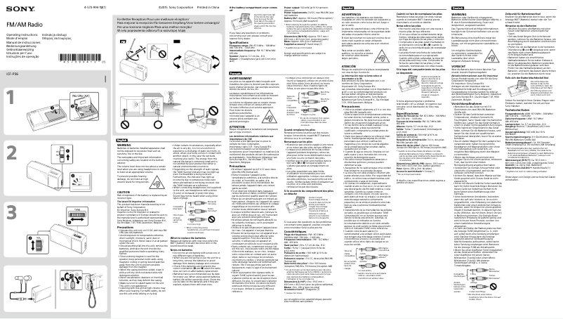 Image de la première page du manuel de l'appareil ICF-P36