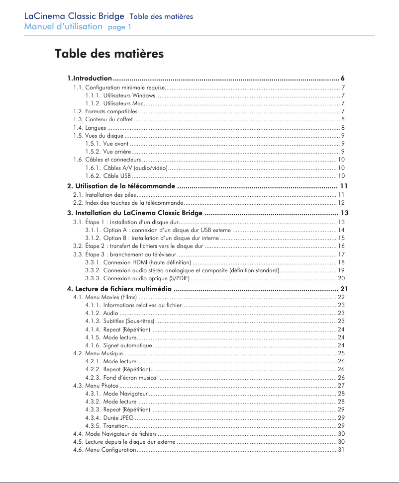 Page n°1 - Manuel utilisateur LaCie Classic Bridge