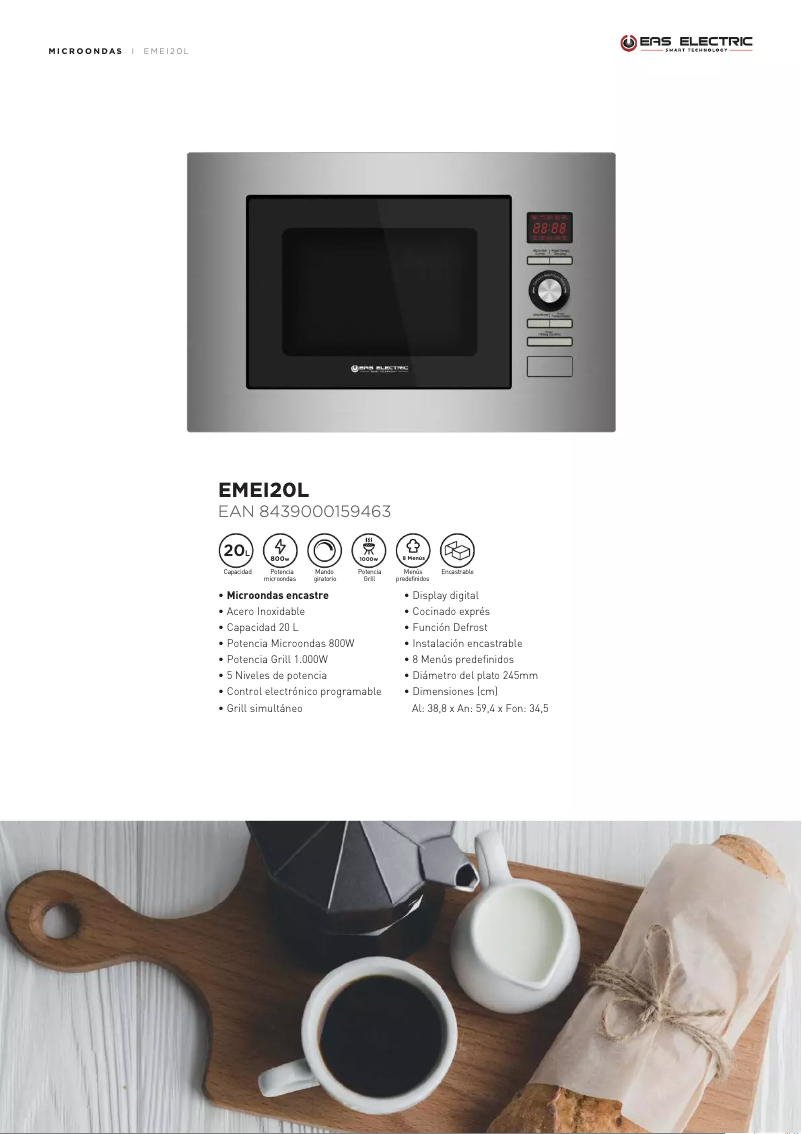 Page 1 de la notice Fiche technique EAS Electric EMEI20L
