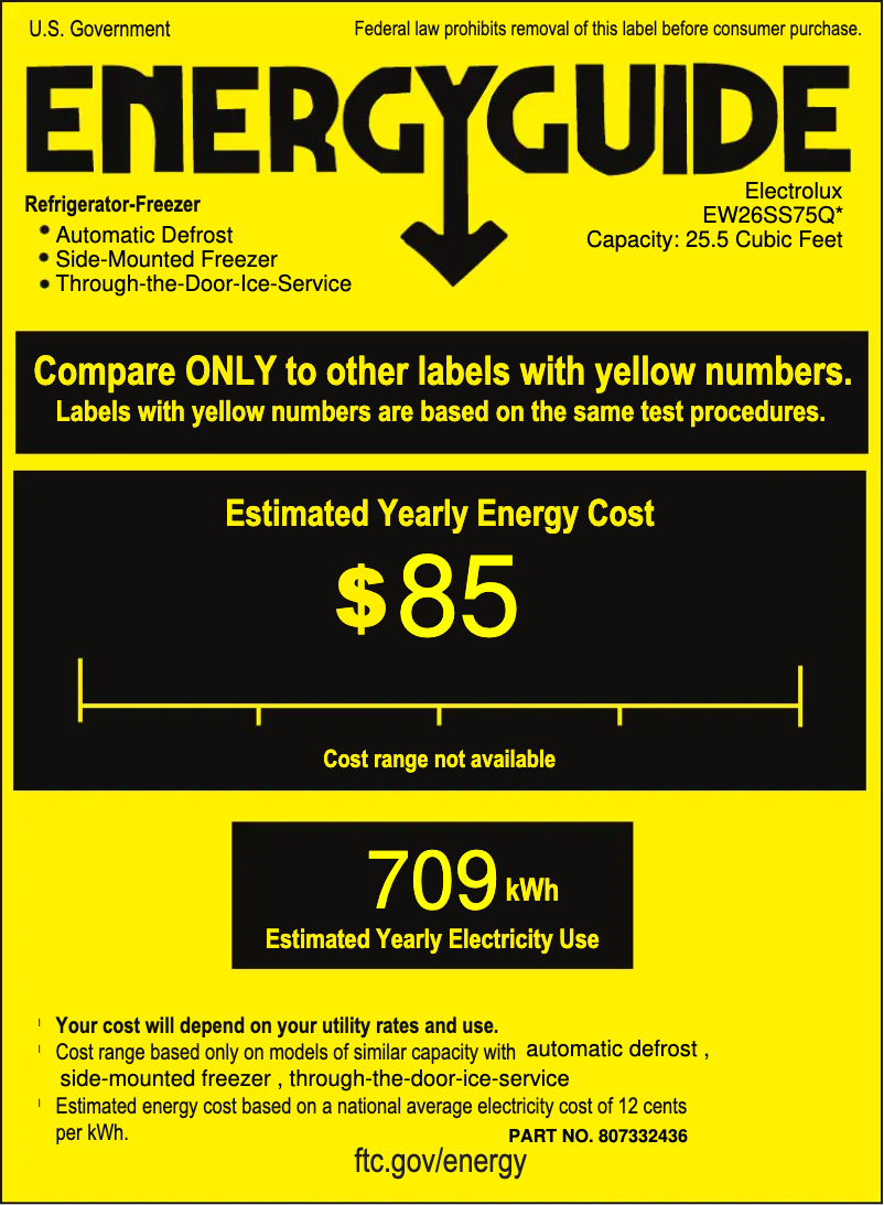 Page 1 de la notice Label énergétique Electrolux EW26SS75QS