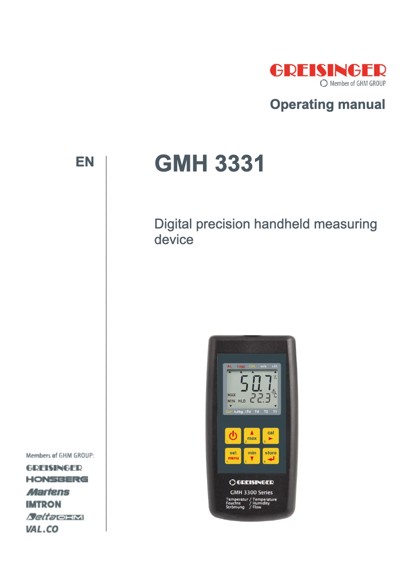 Image de la première page du manuel de l'appareil GMH 3331