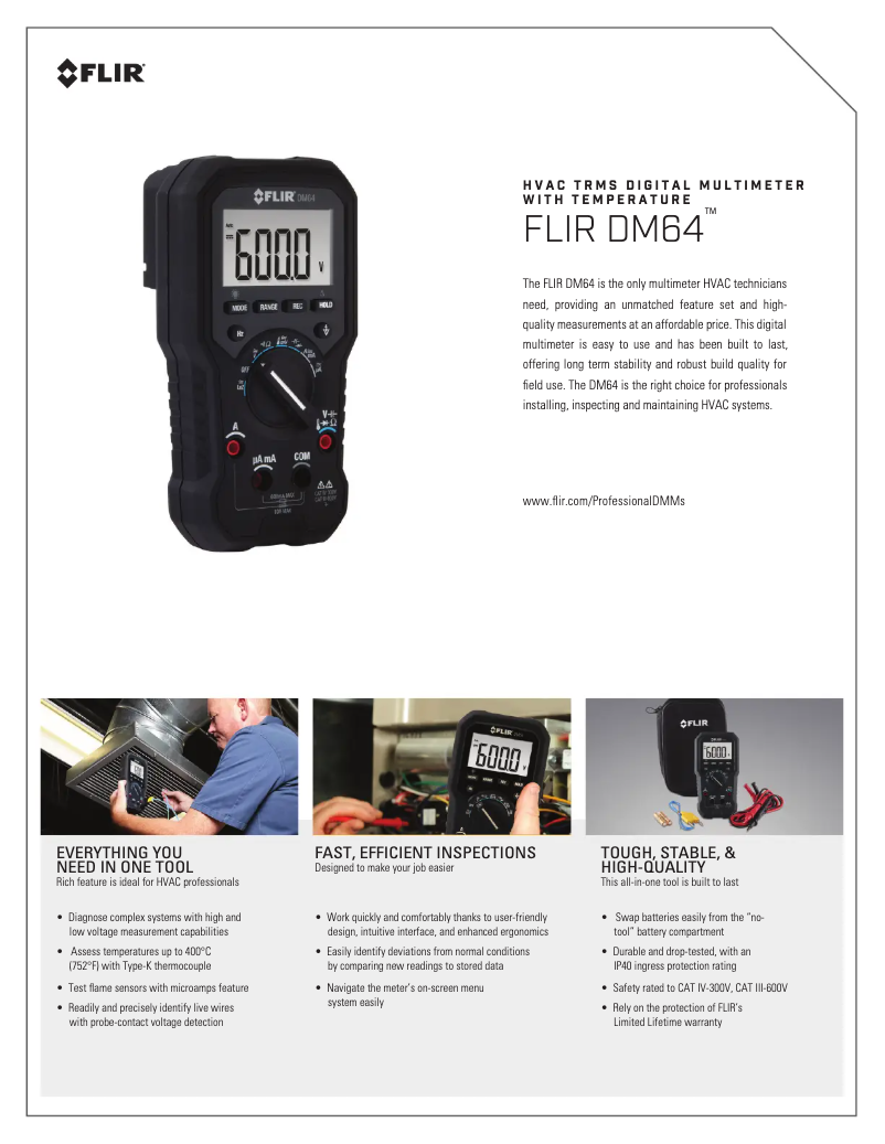 Page 1 de la notice Fiche technique FLIR DM64