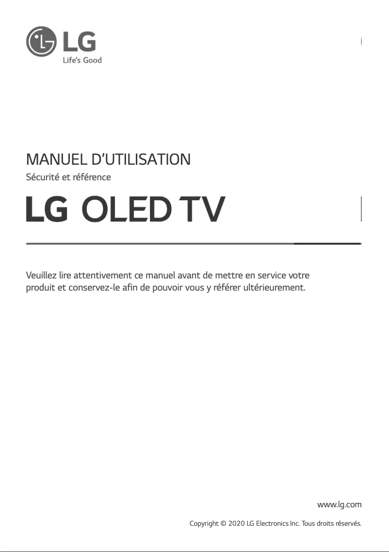Page n°1 - Manuel utilisateur LG OLED65CX6LA (2020)