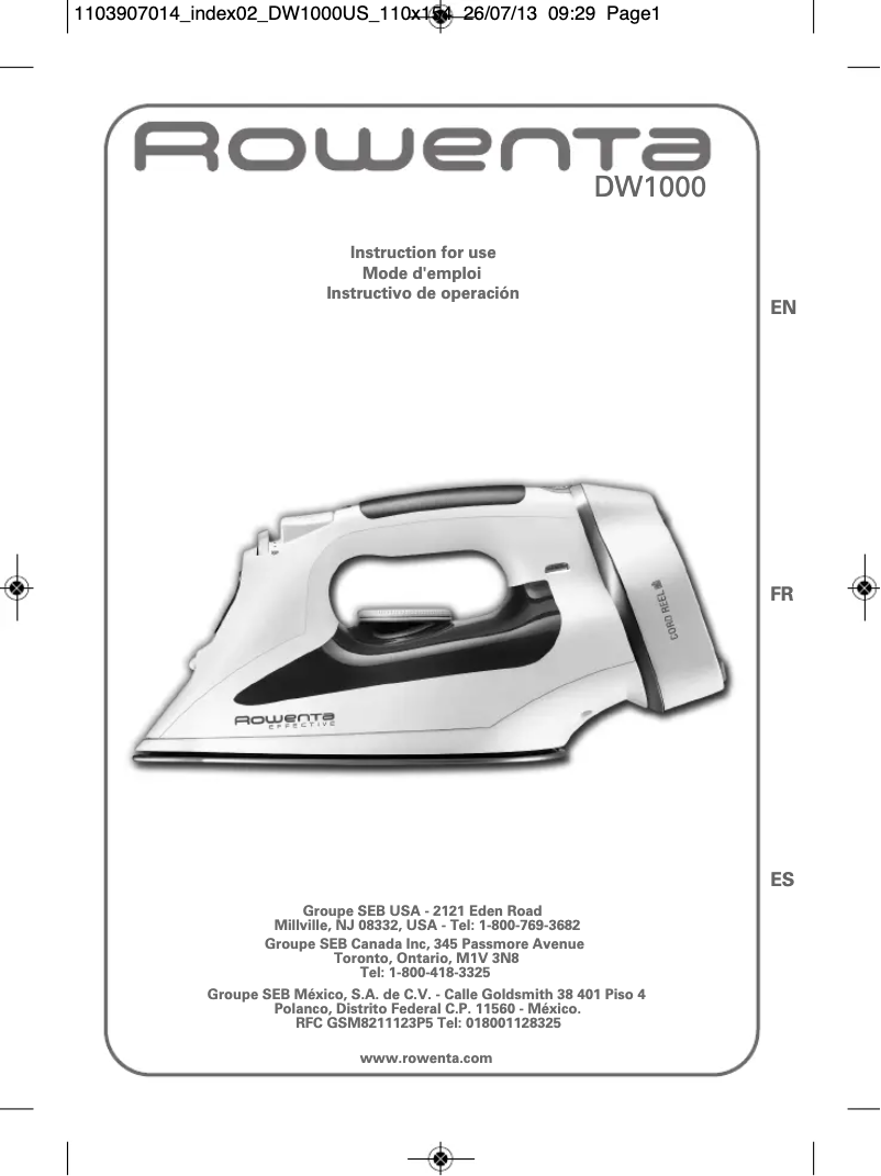 Page n°1 - Manuel utilisateur Rowenta Effective DW1021