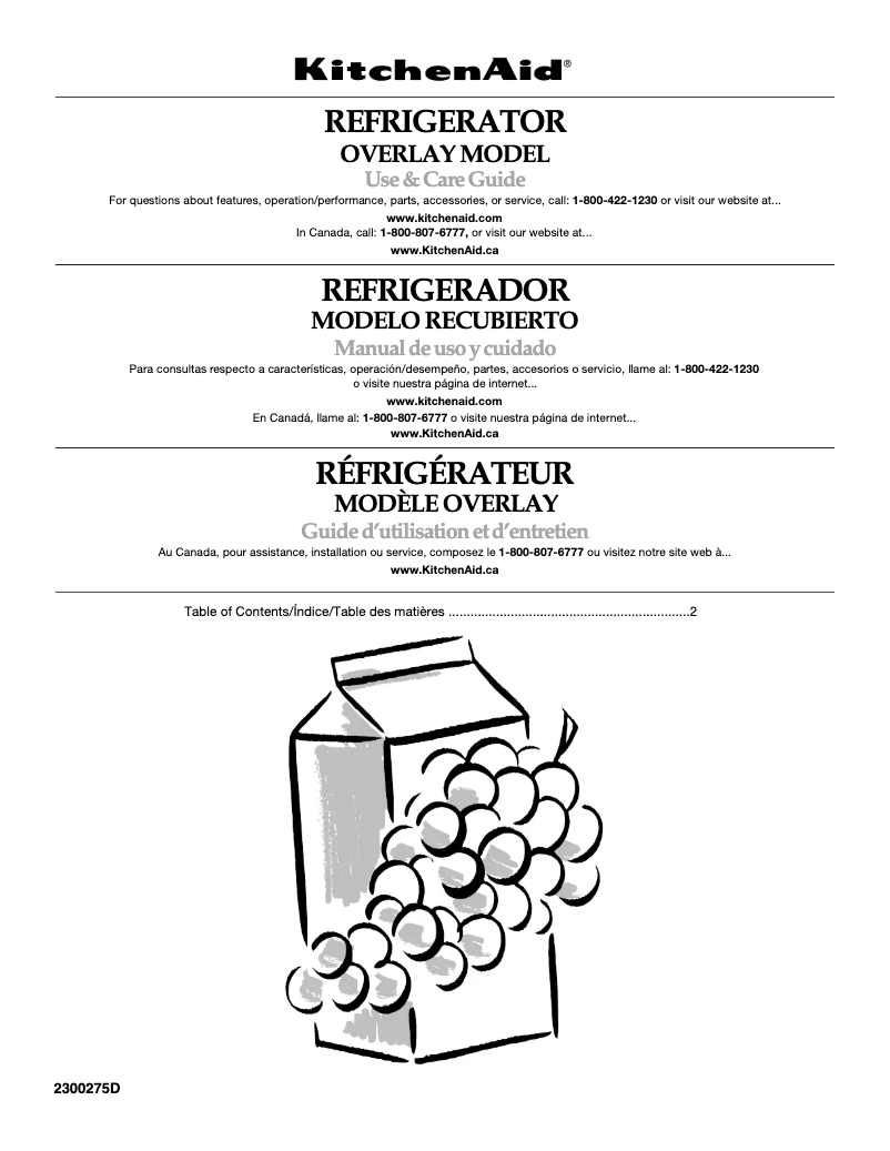 Página 1 del manual Manual de usuario KitchenAid KURO24RSBX