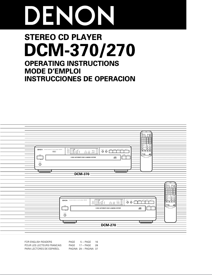 Page n°1 - Manuel utilisateur Denon DCM-370
