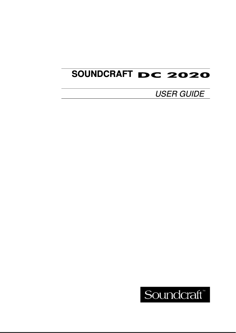 Page 1 de la notice Manuel utilisateur Soundcraft DC 2020