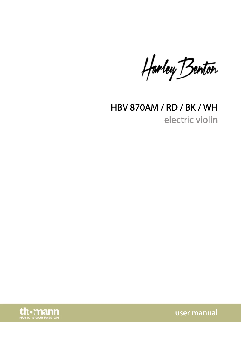 Page n°1 - Manuel utilisateur Harley Benton HBV 870RD
