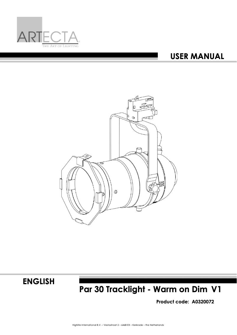 Page n°1 - Manuel utilisateur Artecta Par 30 Tracklight - Warm on Dim