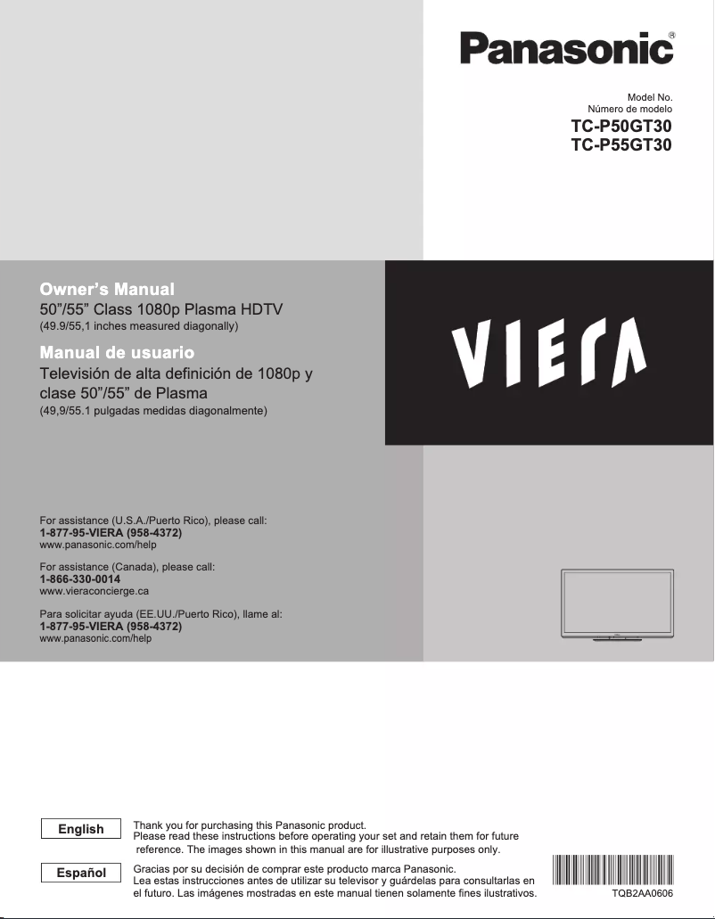Image de la première page du manuel de l'appareil TC-P50GT30