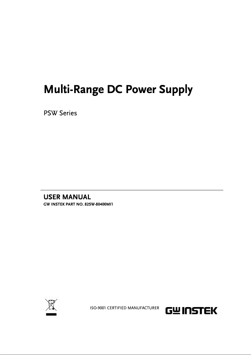 Image de la première page du manuel de l'appareil PSW800-2.88
