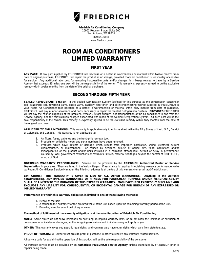 Page n°1 - Mode d'emploi Friedrich Chill CP10G10B