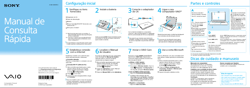 Page 1 de la notice Manuel utilisateur Sony Vaio SVE14A27CBS