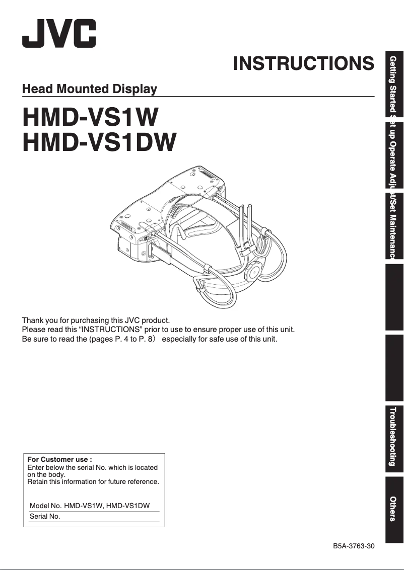 Page 1 de la notice Manuel utilisateur JVC HMD-VS1W