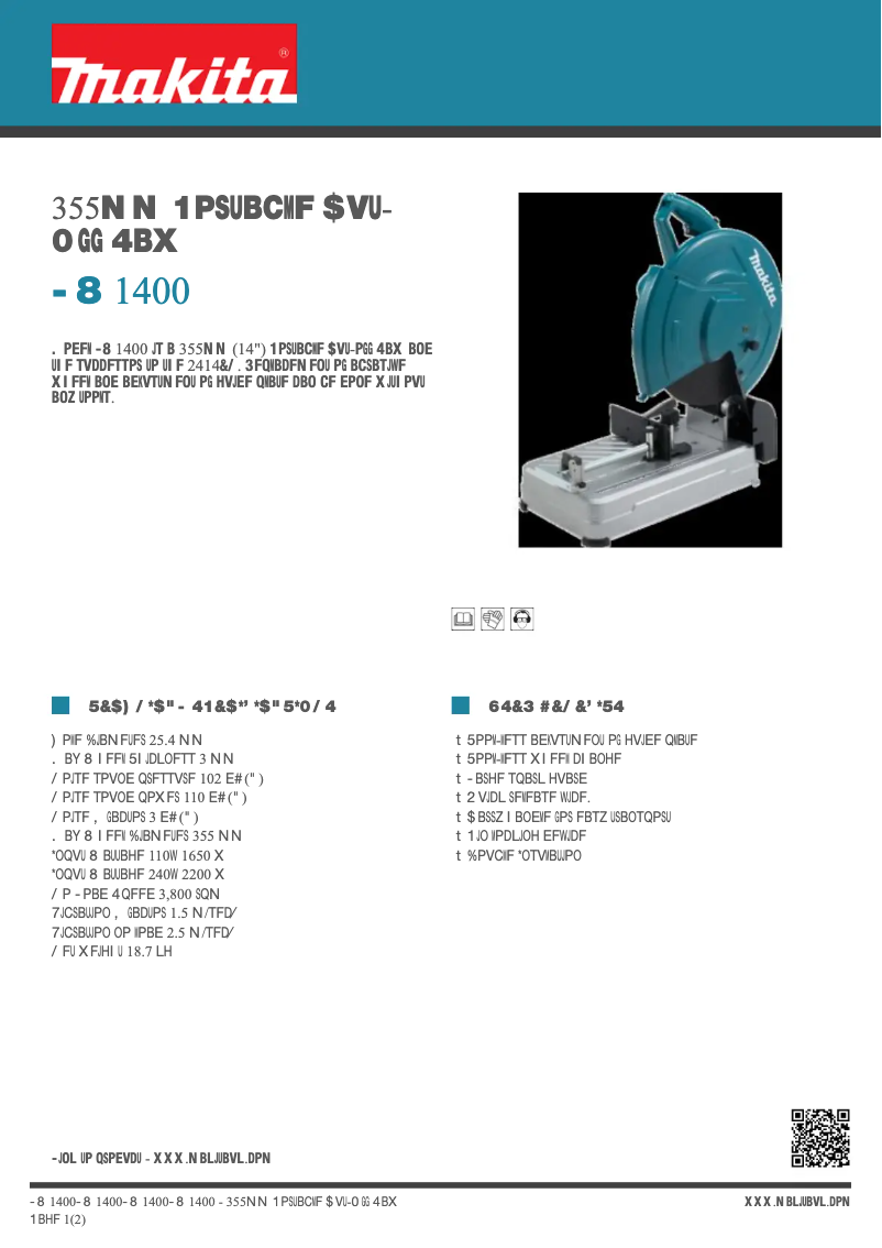 Página 1 del manual Ficha técnica Makita LW1400