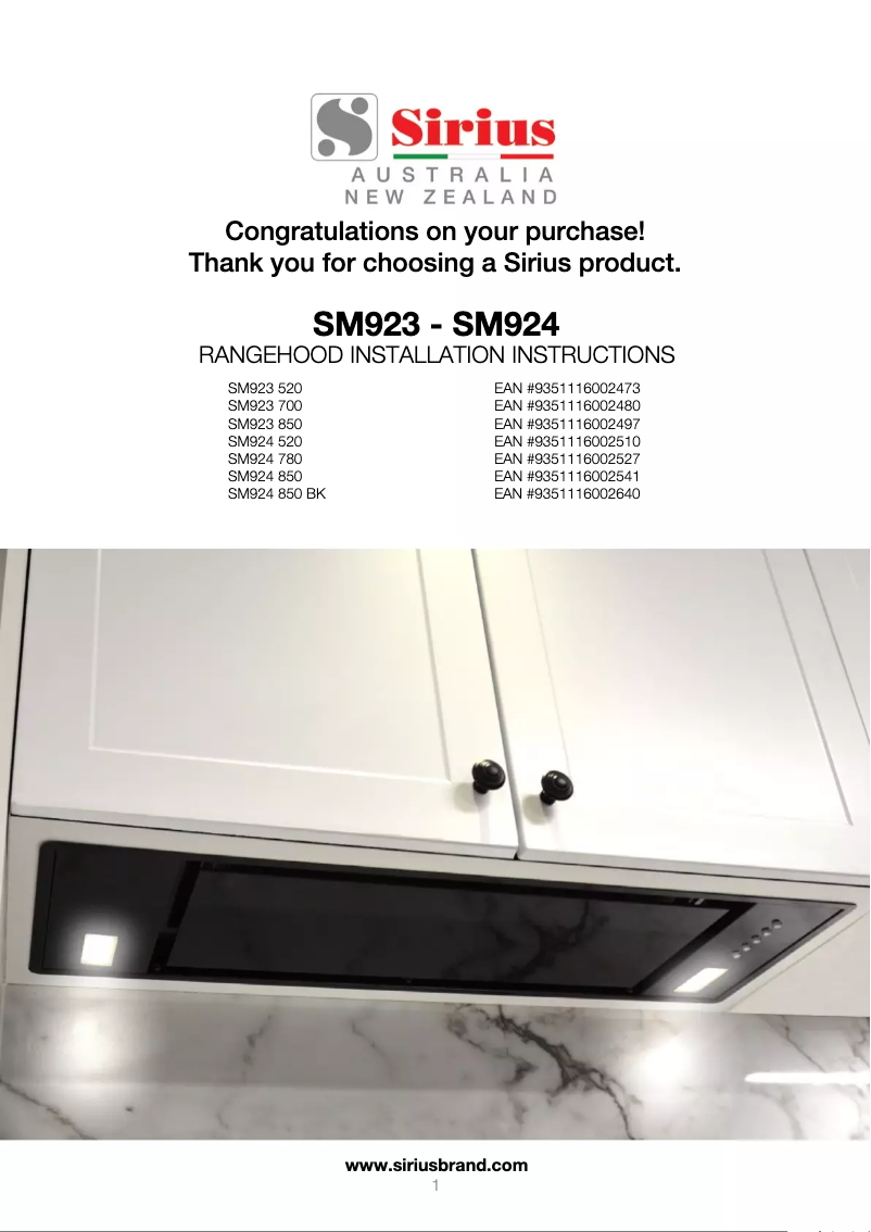 Page 1 de la notice Manuel utilisateur Sirius SM923 520