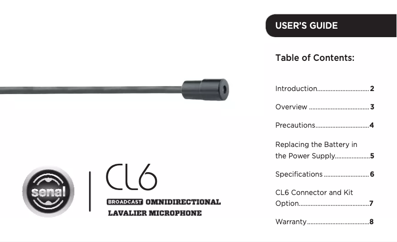 Page n°1 - Manuel utilisateur Senal CL6
