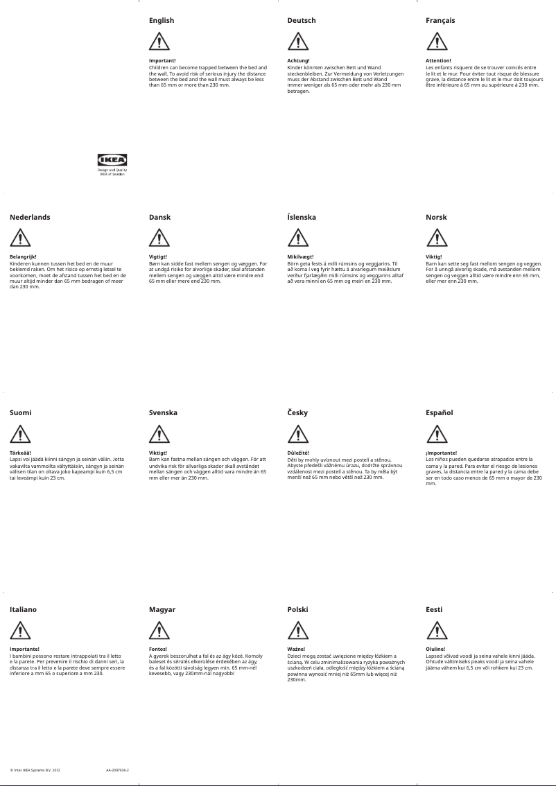 Page 1 de la notice Manuel utilisateur Ikea BUSUNGE 205.441.47