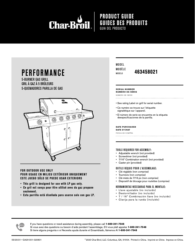 Page 1 de la notice Manuel utilisateur Char-Broil Performance 463458021