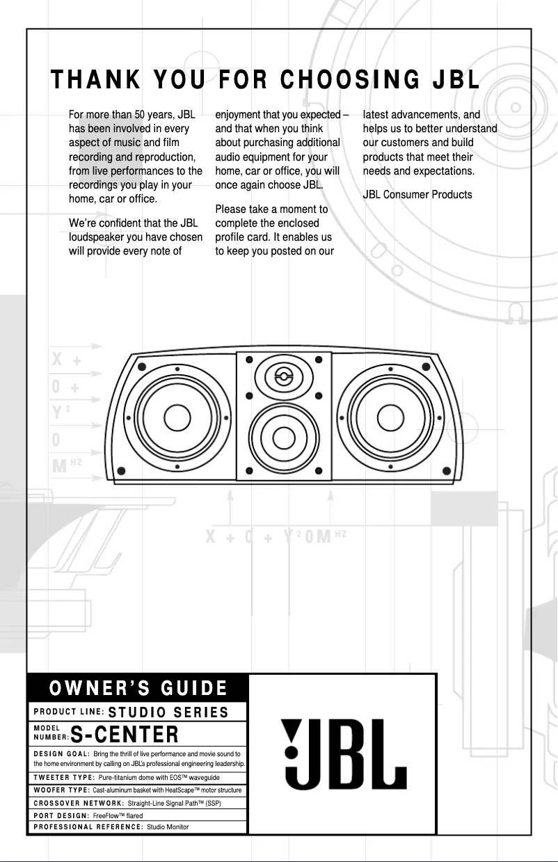 Page 1 de la notice Manuel utilisateur JBL Synchros S100i