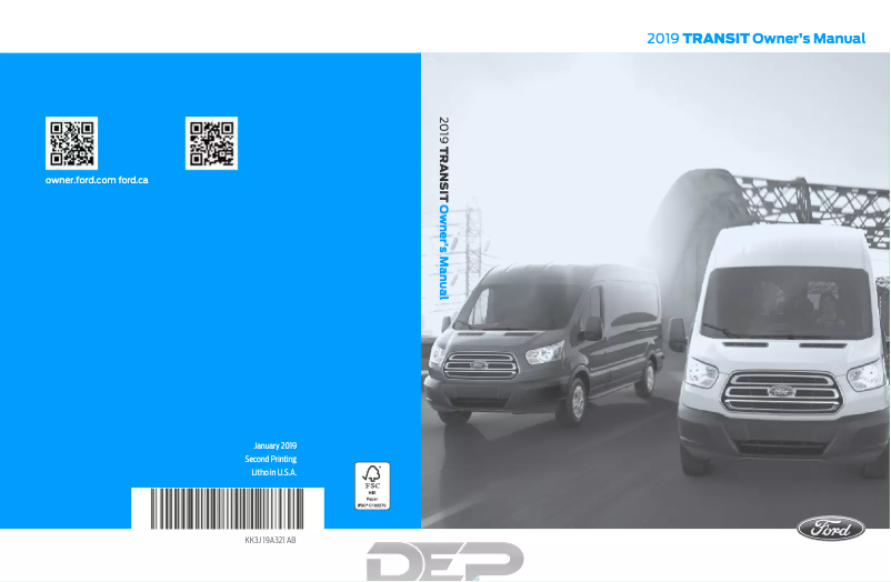 Image de la première page du manuel de l'appareil Transit Cutaway (2019)