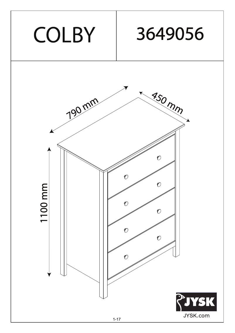 Page n°1 - Manuel utilisateur JYSK Colby (79x110x45)
