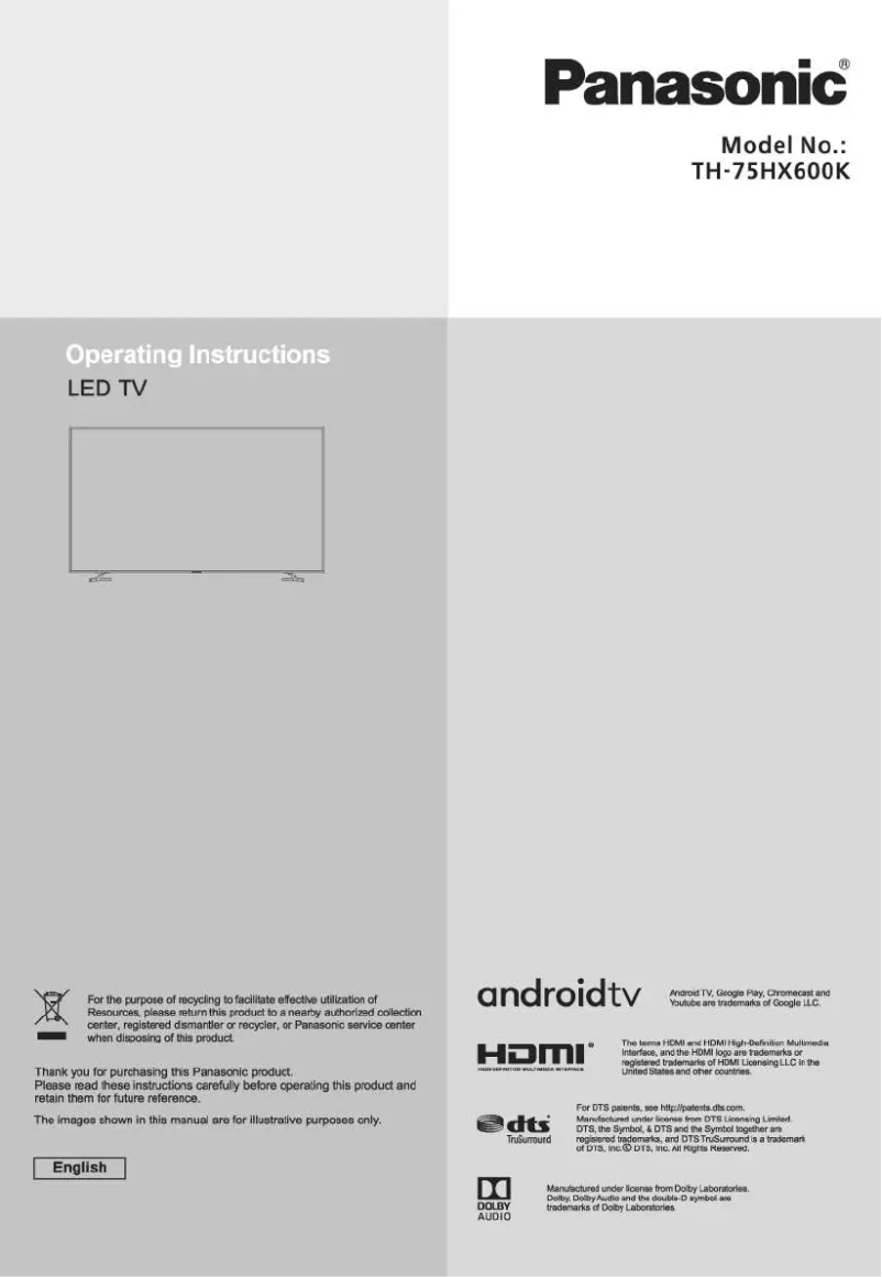 Page 1 de la notice Manuel utilisateur Panasonic TH-75HX600K