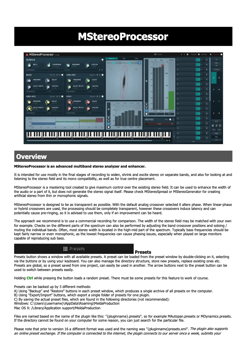 Image de la première page du manuel de l'appareil MStereoProcessor