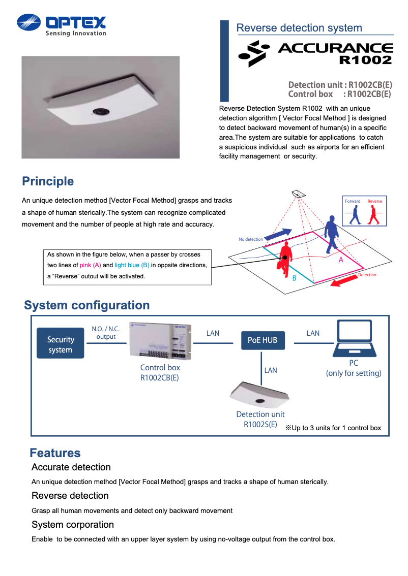 Page 1 de la notice Fiche technique Optex Accurance R1002