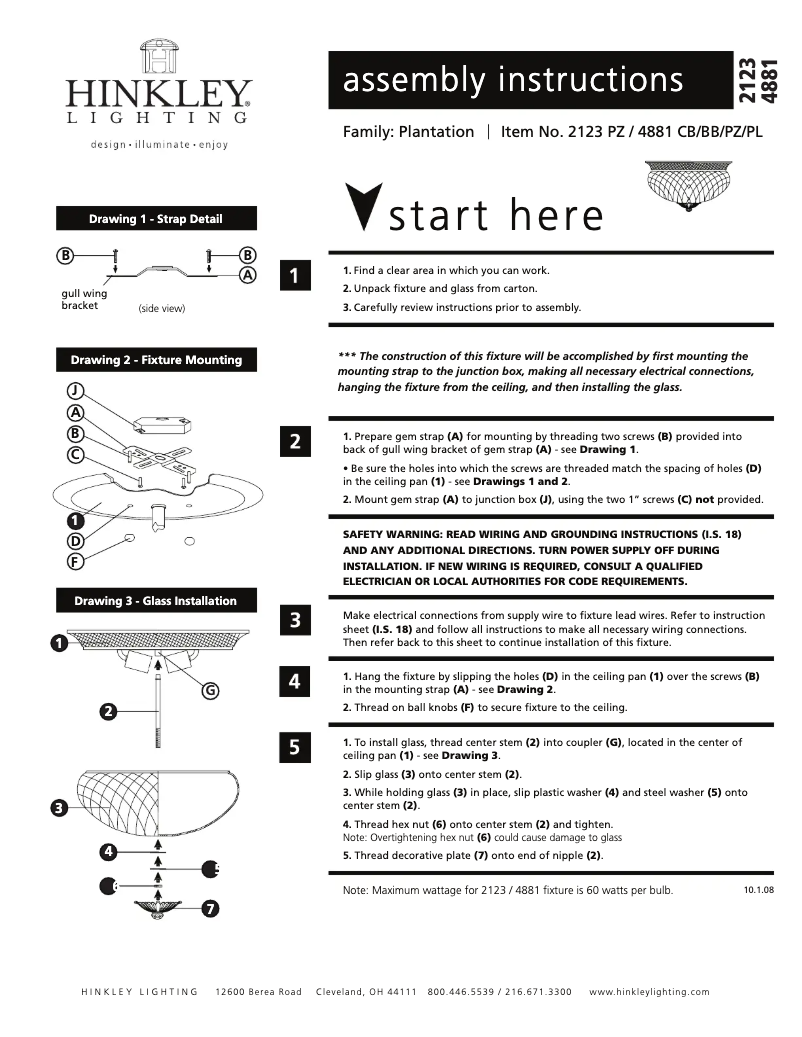 Page n°1 - Manuel utilisateur Hinkley Lighting Plantation 4881BB