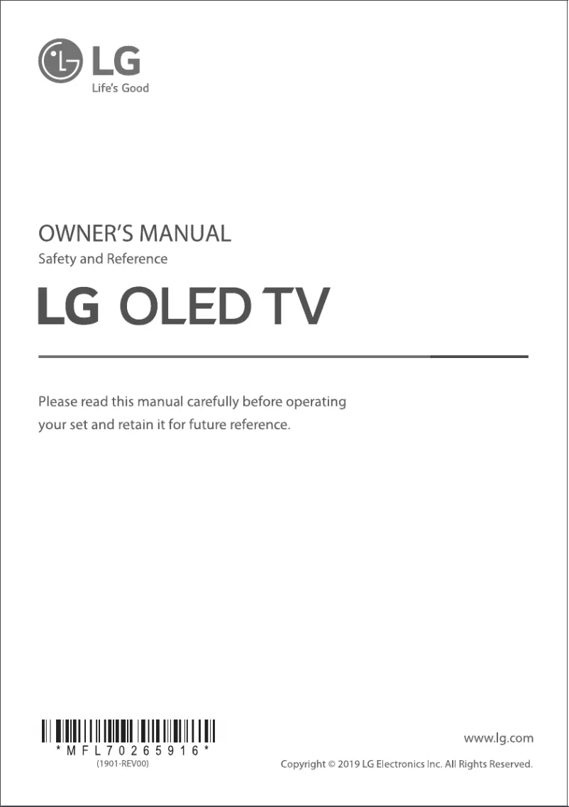 Imagen de la primera página del manual del dispositivo OLED55C9PTA