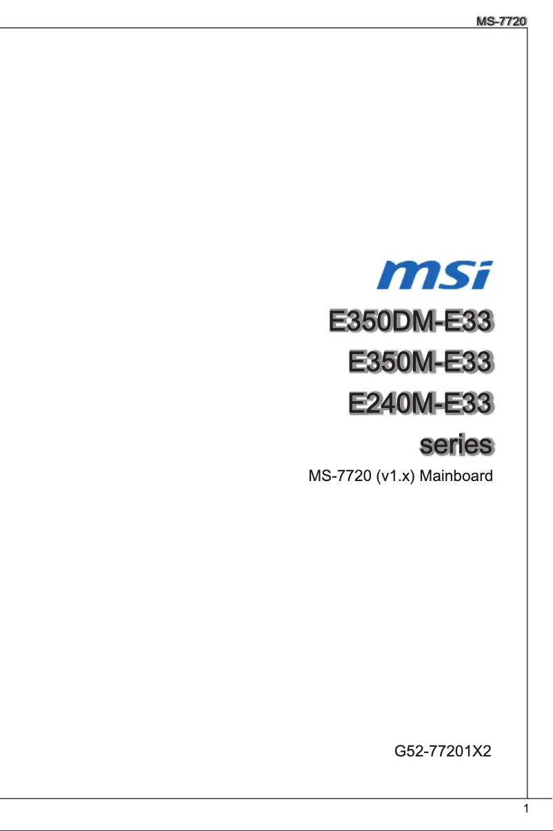 Page n°1 - Manuel utilisateur MSI E350DM-E33