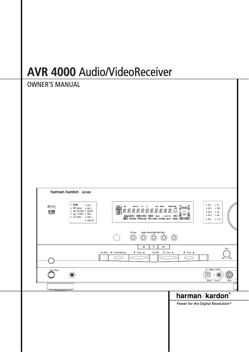 Page 1 de la notice Manuel utilisateur Harman Kardon AVR 4000