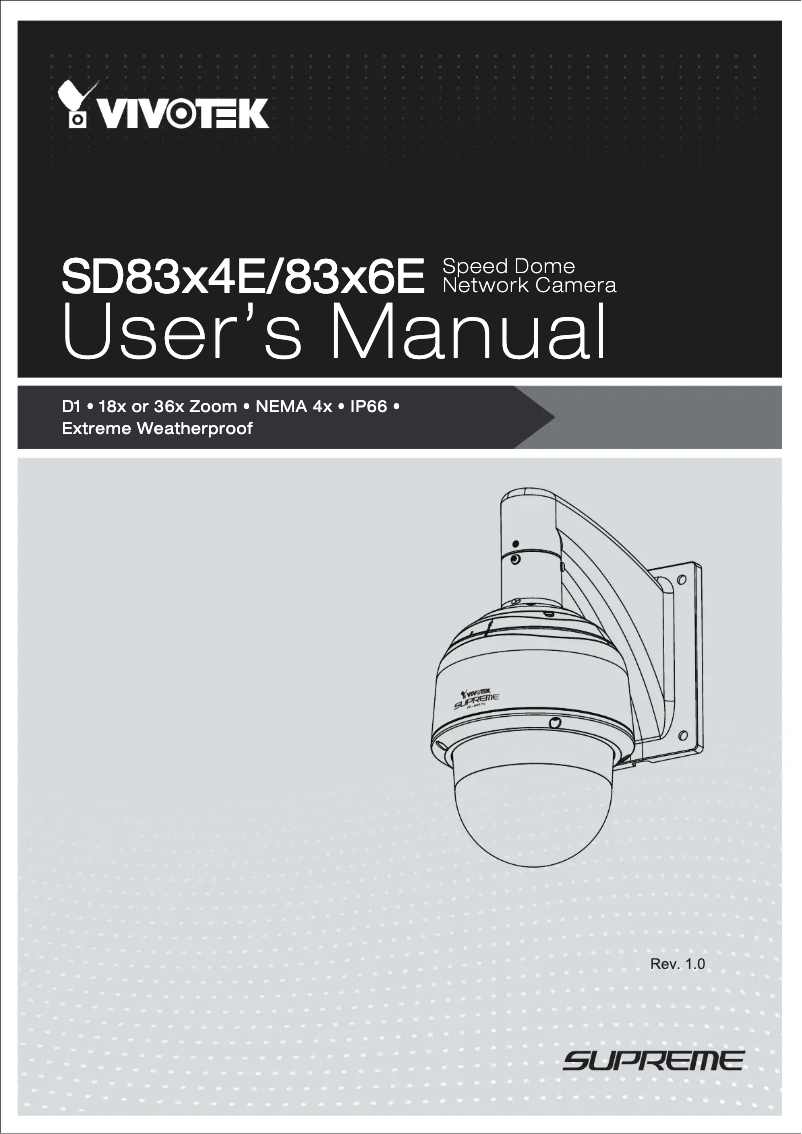 Page 1 de la notice Manuel utilisateur Vivotek SD8316E