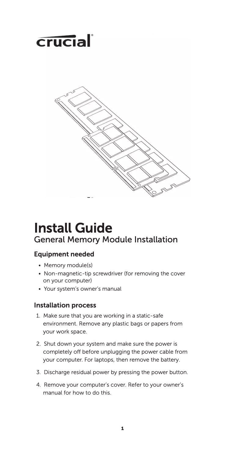 Page n°1 - Manuel utilisateur Crucial DDR3L-1866