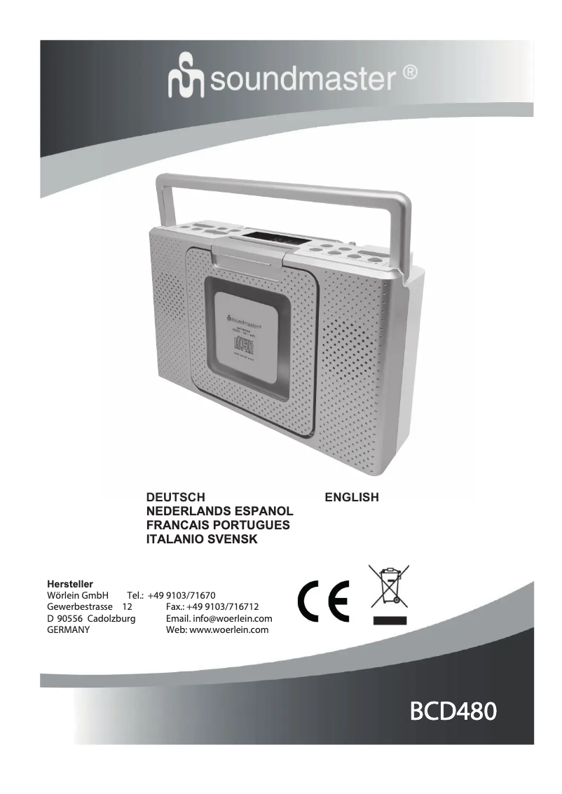 Page n°1 - Manuel utilisateur Soundmaster BCD480