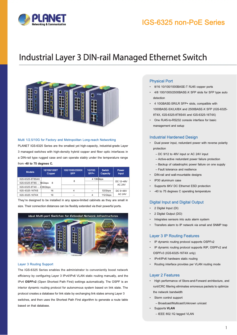 Page n°1 - Fiche technique Planet IGS-6325-8T8S4X
