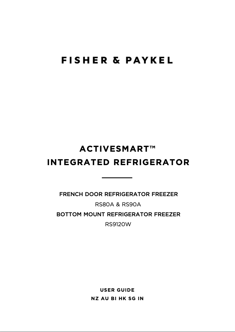 Page n°1 - Manuel utilisateur Fisher & Paykel RS9120WRJ2