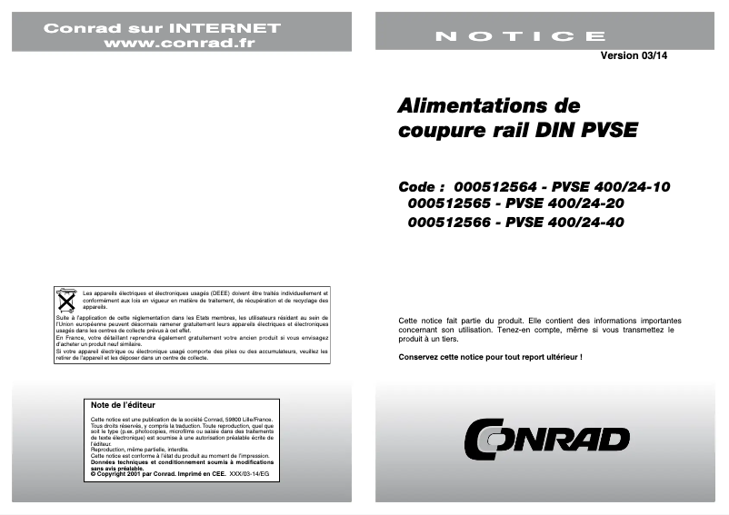 Page n°1 - Manuel utilisateur Block PVSE 400/24-20