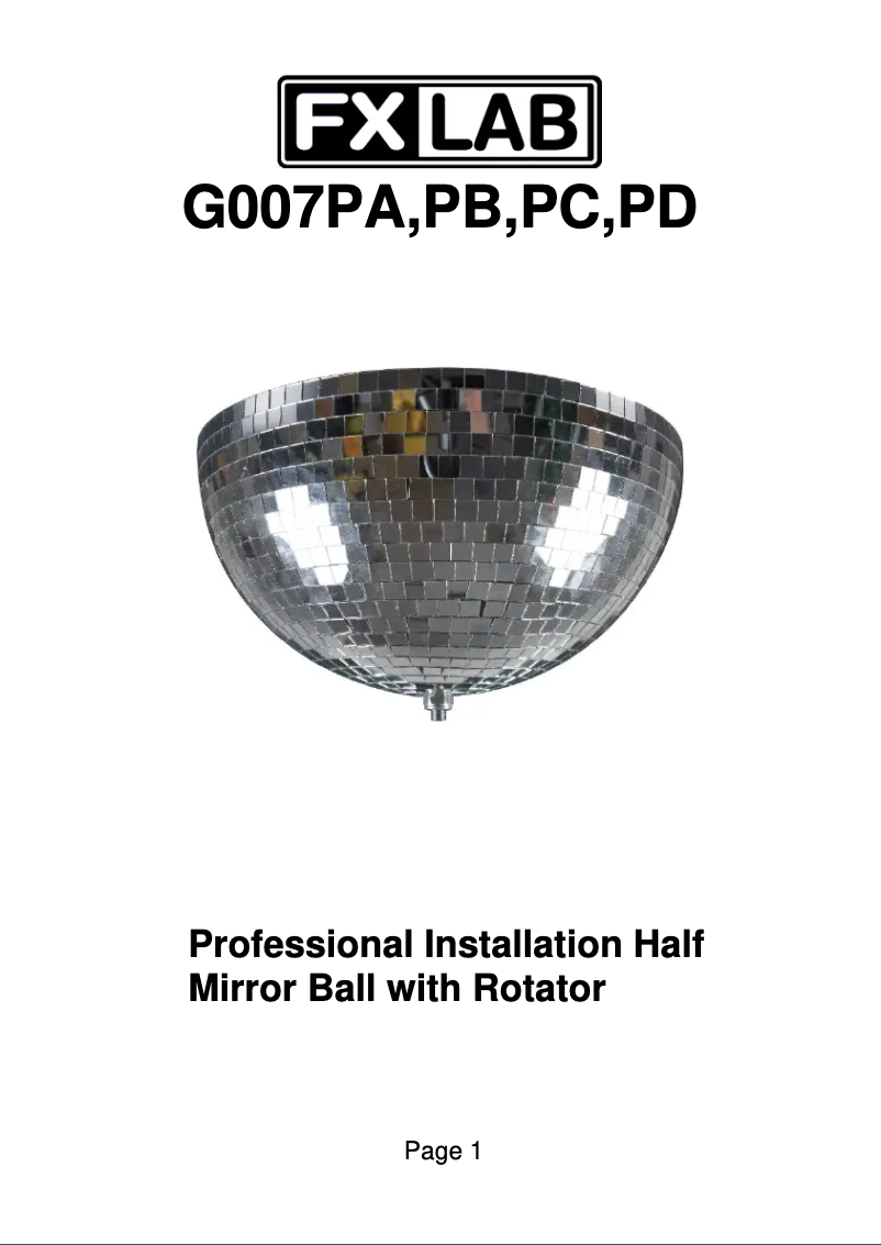 Page n°1 - Manuel utilisateur FXLab G007PD