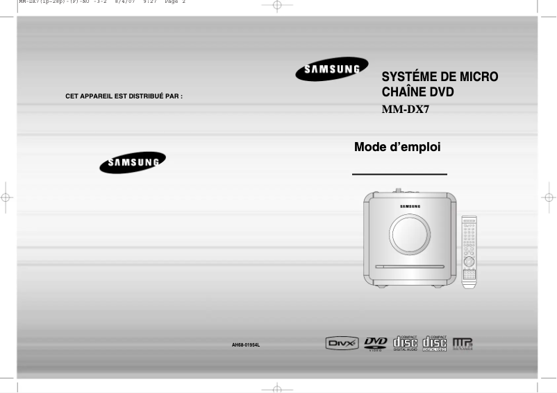 Page 1 de la notice Manuel utilisateur Samsung MM-DX7